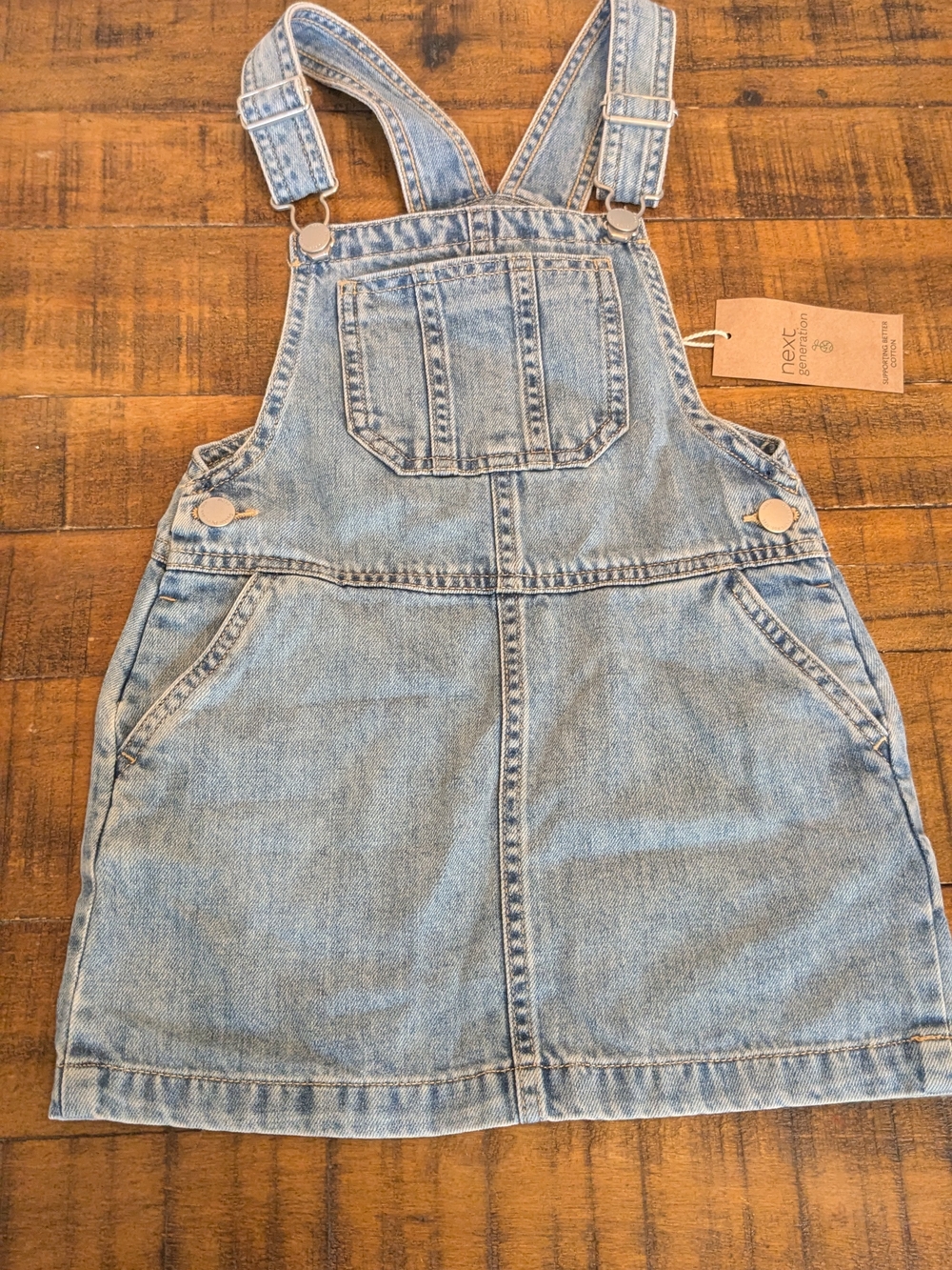 next Light Denim Pinafore Dress in Light Blue